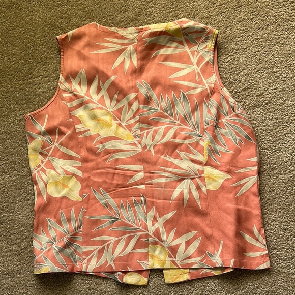 Tommy Bahama Pink Floral 100% Silk Tropical Vest Women’s Medium - Picture 7 of 7
